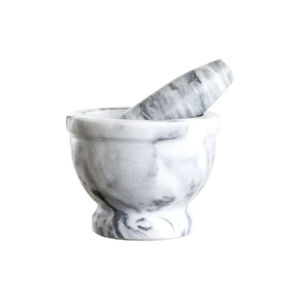 Mortier et pilon décoratifs de marbre veiné avec l'idéal moderne d'aspect pour des cuisines urbaines et la préparation de nourriture culturelle - Product Image 1