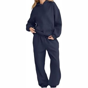 Ensemble de survêtement pour femme, hiver, uni, à capuche, grande taille, léger, vêtements de sport, jogging, pantalon de survêtement, deux pièces, respirant - Product Image 3