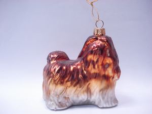 Ornements de Noël vintage en verre soufflé à la main, décoration de chien avec impression en 1 couleur - Product Image 3