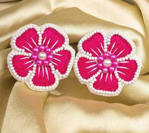 Pendientes de algodón bordados a mano en azul, pendientes personalizados con múltiples cuentas, joyería festiva para mujer al mejor precio, pendientes con cuentas. - Product Image 5