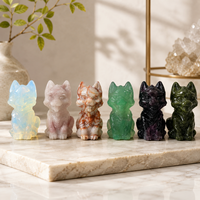 Sculpture de chien Shiba Inu en cristal, figurine en pierre naturelle polie à la main pour le salon, la chambre, le bureau, les étagères et la décoration de cadeaux