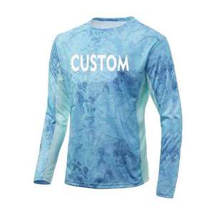 Camiseta de Pesca Unisex de Manga Larga para Verano, Camiseta Deportiva Informal de Poliéster para Hombre, Diseño Ringer para Deportes al Aire Libre - Product Image 1