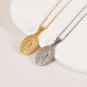 Joyería de Acero Inoxidable para Mujer, Collar con Colgante de Madre María Cristiana, PVD Chapado en Oro, Collares DE LA Virgen María de Guadalupe - Product Image 2