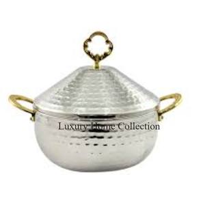 Plat pour marmite moderne de créateur pour réchauffer les aliments en cuivre avec une longue poignée et un couvercle en aluminium coulé décoratif - Product Image 5