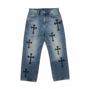 กางเกงยีนส์เดนิมสีดำสไตล์พังก์แบบใหม่สำหรับผู้ชายทรงฮาราจูกุโอเวอร์ไซส์ทรงหลวมสไตล์ดาร์กสตรีทแวร์ - Product Image 6