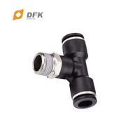 Nouveau raccord pneumatique en plastique DFK noir à 3 voies à connexion rapide avec une pression de 0 à 1,1 MPa et une plage de température de -10 à 60 °C