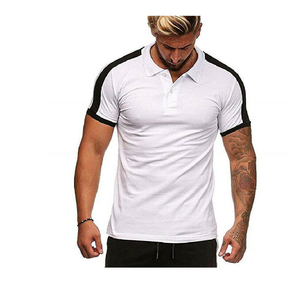 Camiseta de manga corta de algodón a rayas para hombre, Polo bordado - Product Image 5