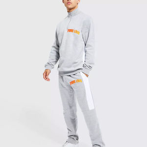 Personalizado de alta calidad de los hombres con capucha Casual sólido chándal 100% algodón Zip-Up chaqueta pantalones Jogger Gym Set Unisex de secado rápido - Product Image 4