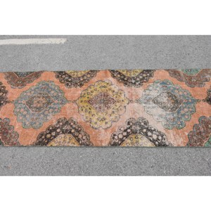 Alfombra clásica de retazos naranja y azul, 3,3x11,5 pies, lana turca, viscosa, látex, respaldo, sala de estar alfombra para, patrón Rectangular para pasillo - Product Image 4