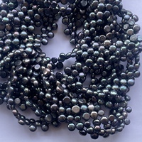 Perles bouton en nacre d'eau douce naturelle noire arc-en-ciel de 6 mm, 7 mm, 8 mm, certifiées IGI, coupe lisse, qualité AAA, vente en gros en vrac