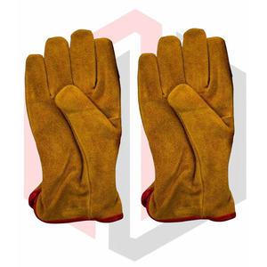 ถุงมือทำงานทุกชุดทำจากหนังระบายอากาศได้ดีถุงมือขับรถช่างหนังวัวพร้อมฝ่ามือหนังวัวสำหรับสร้าง - Product Image 4