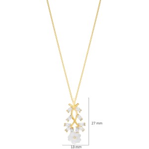 Collier Pendentif Chic Fleur Charmante avec Pierre CZ Marquise, Collection Été, Fabrication Artisanale Turque, Vente en Gros, Bijoux en Argent Sterling 925 - Product Image 3