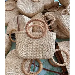 Elegante Simples Listrado Bonito Mais Recentes Sedge Basket Bags Linho Listrado Fronha Bolsas Com Alças Sedge
