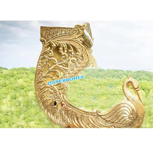 Boda Pavo Real Dorado Doli para Entrada Nupcial Boda Elegante Pavo Real Tallado Dorado Doli Boda Real Hindú Dulhan Entrada Palki - Product Image 1