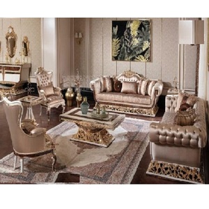 Compre el mejor juego de sofás tallados pesados de 8 plazas, muebles de sala de estar de aspecto lujoso real para el hogar, compre un juego de sofás tallados a mano - Product Image 1