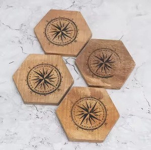 Ensemble de sous-verres décoratifs en bois, tapis de tasse naturels rustiques faits à la main pour table à manger, café, thé, bière, cuisine, bar, sous-verres modernes - Product Image 6