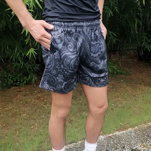 Short de sueur vierge personnalisé avec cordon de serrage et lavage à l'acide Shorts pour hommes en coton brut et uni - Product Image 5