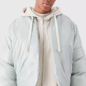 Veste matelassée en toile personnalisée OEM pour homme, style léger matelassé, logo, capuche, veste d'hiver, streetwear, vêtements d'extérieur 2026 - Product Image 5