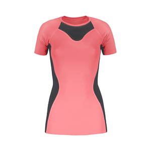 Women Casual Regular Jersey Fabric Eco-Friendly Quick Dry Breathable Gym Set Compression Athletic Soft <b>Top</b> Pink - Product Image 4