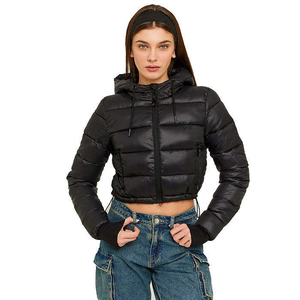 Chaqueta acolchada recortada con burbujas de poliéster para mujer con el logotipo de su marca personalizada para mujer, venta al por mayor, invierno, alta calidad - Product Image 6