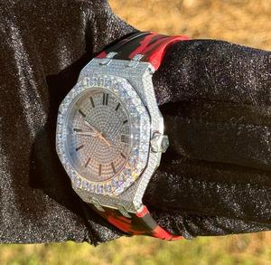 นาฬิกาเพชรโมอิสเพชรหน้าปัดกระจกโบราณขนาด20มม. สียางสไตล์ฮิปฮอป - Product Image 2