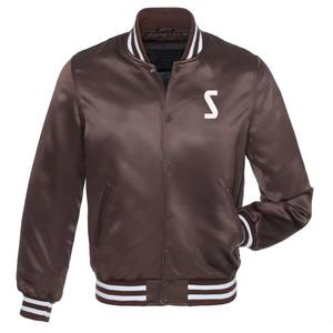 Chaqueta Bomber con Bordado Chenille, Satén de Seda Marrón, Forro Personalizado por Sublimación, Estilo Universitario, Fabricación Experta - Product Image 6
