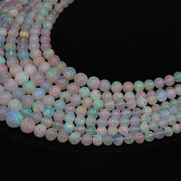Opale naturelle AA 100% pure, opale multifeu, perles rondes en vrac, certifiées par un tiers, blanches et lisses, 5 mm, 8 pouces