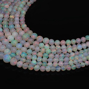 Perles rondes en opale naturelle AA 100% pure, opale multicolore du Rajasthan, certifiées par un tiers, blanches et lisses, pour la fabrication de stylos - Product Image 6