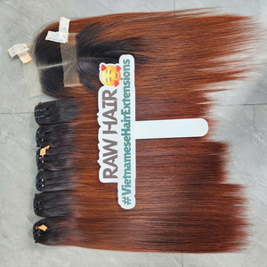 มัดผมมนุษย์แบบตรงและด้านหน้าของผมสีน้ำตาลออมเบรสีน้ำตาลขายส่ง100% เวียดนาม - Product Image 4