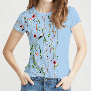 Camiseta de Moda Urbana de Alta Calidad con Cuello Redondo Personalizada para Mujer, Camiseta Informal de Verano de Corte Regular, Manga Corta, Transpirable y de Secado Rápido - Product Image 2