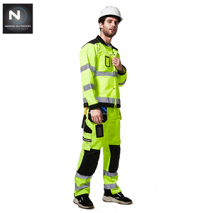 Ropa de trabajo para hombre, chaqueta, pantalones con múltiples bolsillos, ropa de trabajo con rayas reflectantes, advertencia nocturna, para exteriores - Product Image 6
