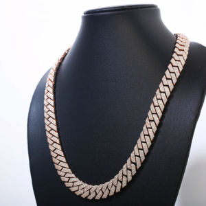 Collar de eslabones cubanos de moissanita chapado en rodio para hombre, cadenas de Hip Hop personalizadas de Plata de Ley 925 para regalo, fiesta religiosa ortodoxa - Product Image 1