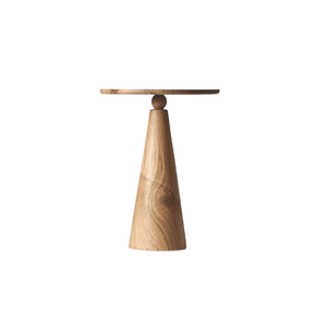 Table d'appoint moderne en chêne, table d'appoint ronde en bois massif avec pieds sculptés, table en bois de chêne, meuble d'appoint pour salon, chambre à coucher - Product Image 3