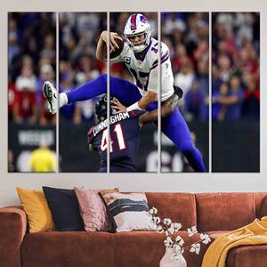 Obra de arte impresa en lienzo: Homenaje a Josh Allen, Buffalo Bills, decoración para habitación de niño, JUEGO DE 5 LIEÑOS - Product Image 1