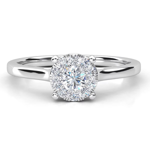 Anillo de Compromiso de Halo de Diamante Crecido en Laboratorio Redondo de Oro Sólido, Joyería Fina Clásica Personalizada para Fiesta de Boda, Aspecto de Solitario Atemporal - Product Image 1