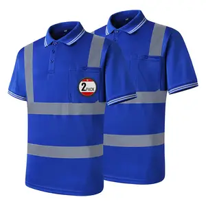 Veiligheidskleding Poloshirts Blauwe Kleur Met Strepen & Zakken Klasse 2 Bouw Werkkleding Kleding Voor Mannen Vrouwen Aanpassen
