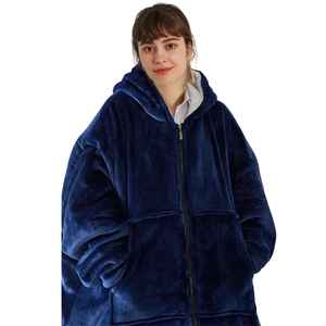 Pull à capuche en flanelle gris clair, taille unique, pour l'hiver, sweat-shirt surdimensionné, manches longues, pour femmes et hommes, couvertures portables - Product Image 6