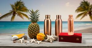 Bouteille d'eau en cuivre artisanale de 1,0 L sans BPA, style moderne, étanche et sans joint pour les voyages, avec boîte cadeau en velours rouge, unisexe - Product Image 6