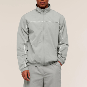 Chaqueta de chándal ligera con cremallera completa para hombre, cortavientos de entrenamiento deportivo transpirable de primera calidad, ribete de contraste, Impresión de logotipo personalizado - Product Image 3