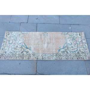 Tapis turc 1,6 x 4,4 pieds, petit tapis vintage, tapis oriental marron bleu - Product Image 4