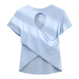 Camisetas Deportivas para Mujer, Ligeras, de Secado Rápido, Manga Corta, para Verano, Fitness, Running, Yoga, con Espalda Cruzada y Aberturas, Nueva - Product Image 4