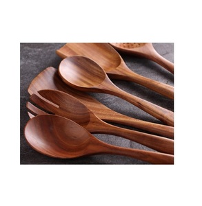 Ustensiles de cuisine Cuillères en bois de teck naturel Manche Cuillère de cuisine en bois Cuillère en bambou Ensemble d'ustensiles de cuisine - Product Image 5