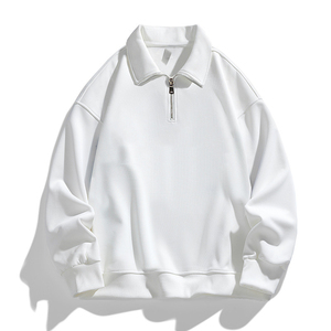 Venta al por mayor logotipo personalizado cuello redondo 1/4 cremallera invierno a prueba de viento Polar para polar Sudadera con capucha 1/4 cremallera pulóver en blanco hombres sudadera - Product Image 1