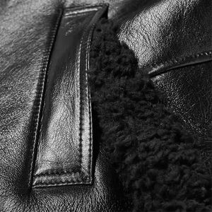 Veste d'hiver pour homme en cuir véritable, 100% cuir, doublure en laine, coupe-vent chaud, fermeture éclair sur le devant, vêtement d'extérieur - Product Image 5