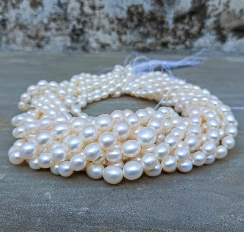 High Luster Freshwater Pearl Rondelle Beads