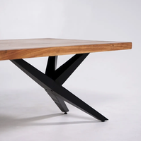 Table basse en bois naturel avec pieds en métal-Helix