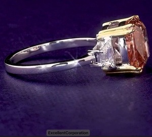 Bague en or rose vif de 4.93 carats coupe coussin fantaisie 18K diamant créé en laboratoire IGI certifié femme bague de fiançailles - Product Image 2