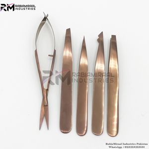 Pinzas para cejas de oro rosa de alta calidad, embalaje personalizado de acero inoxidable, nuevo estilo, pinzas para cejas - Product Image 3