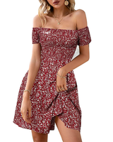 Robe Courte de Plage Sexy pour Femme, Style Vintage, Imprimé Floral, Taille Empire, Tissée Écologique, Respirante, Coupe Moulante, Col Bateau