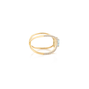 Joyería fina al por mayor para mujer, Topacio Azul y Diamante, anillo entrecruzado de oro amarillo auténtico de 14 quilates, joyería única para bodas en forma de X - Product Image 5